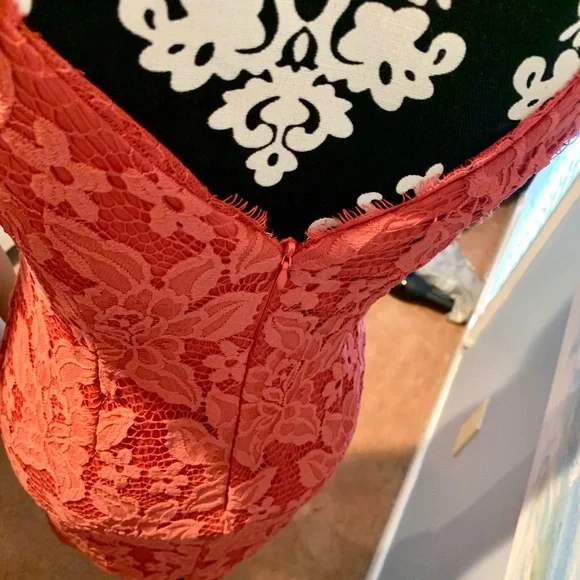 Adriana Papell Coral Lace Over-Lay Dress - Picture 5 of 7